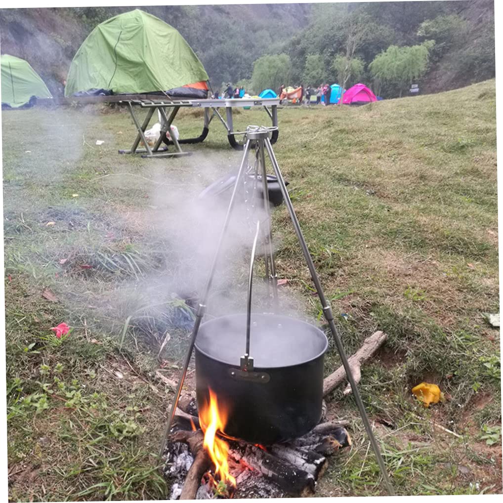 Jorzer Pentole da campeggio Pentola da campeggio con coperchio da appendere 4l rotonda portatile leggera antiruggine pentole attrezzature da cucina per self-driving Tour BBQ Picnic