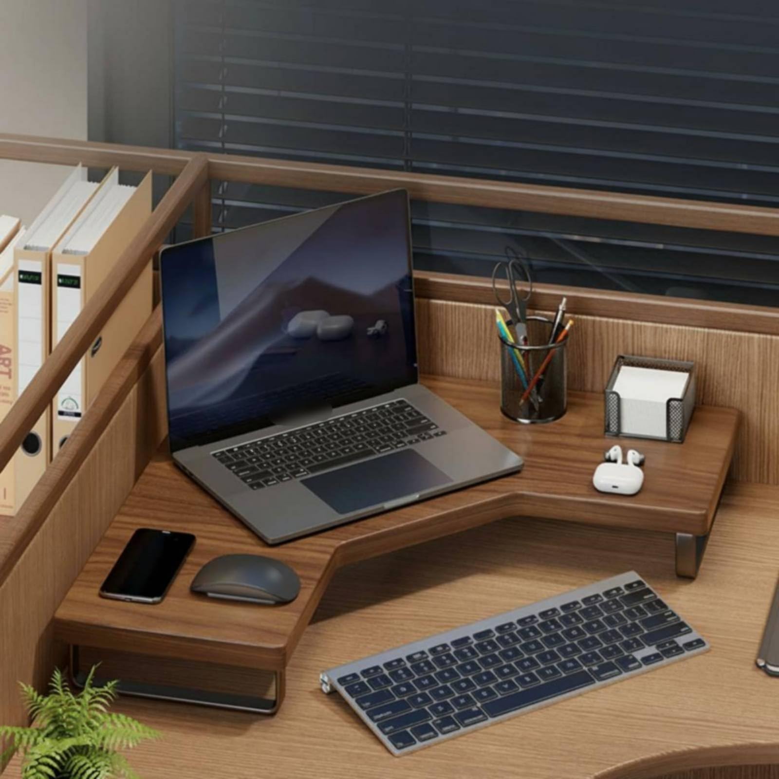 Supporto Desktop Rialzo Schermo Base Pc Scrivania Mensola Legno E Ferro Ergonomico con Spazio per Tastiera E Mouse Adatto per Ufficio Domestico , color to 2 , Standard