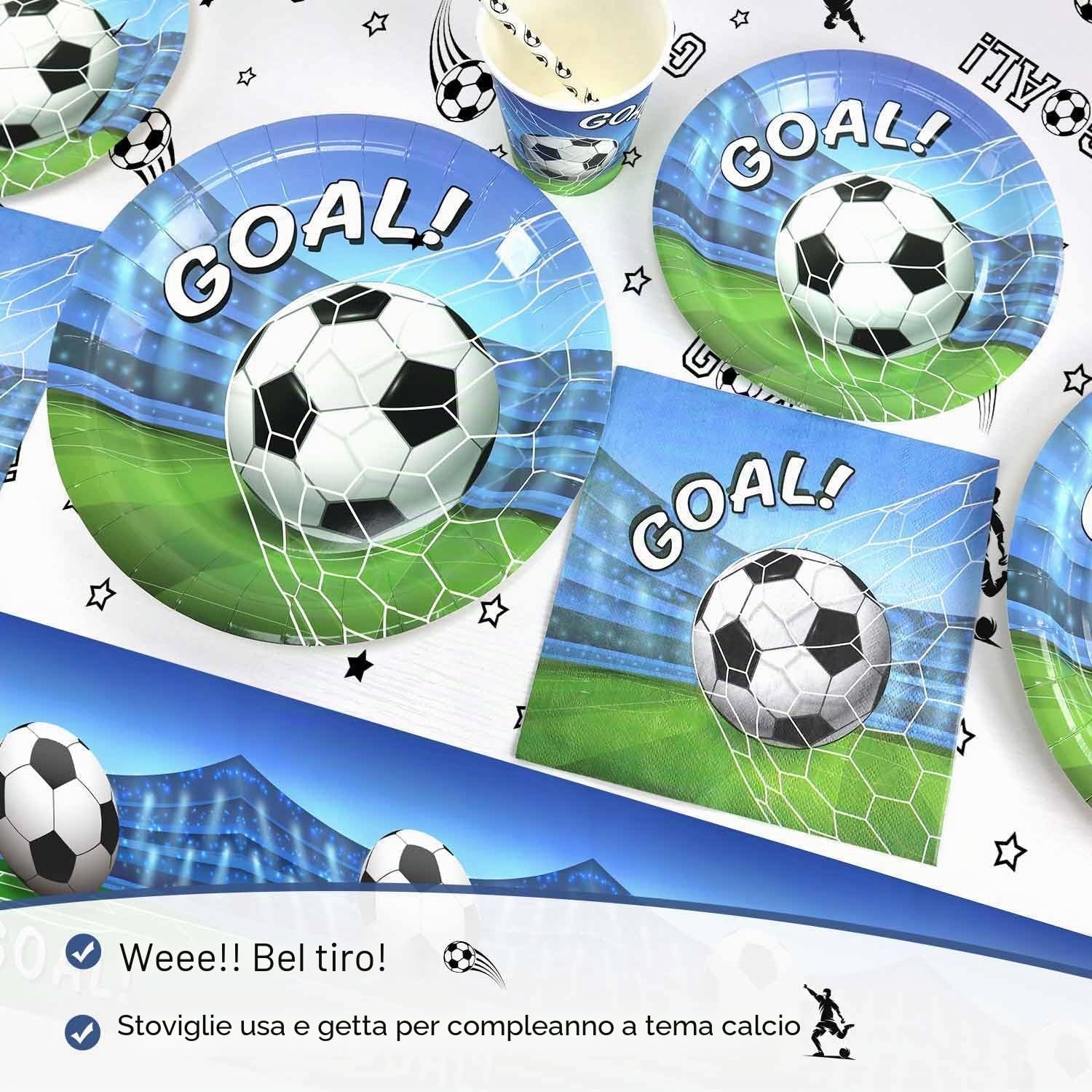 Piatti Calcio Compleanno Bambini per 25 Ospiti, 125 Pezzi Piatti e Bicchieri Tema Kit Compleanno Calcio Decorazioni per Feste Tema Sportivo Ragazzi