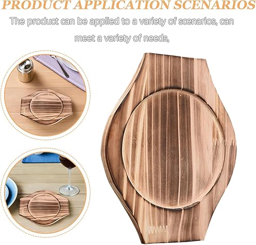 Miniatura 3 de UPKOCH 2 juegos de base de madera coreana de piedra, salvamanteles de madera para platos calientes, salvamanteles para ollas calientes, bandeja de