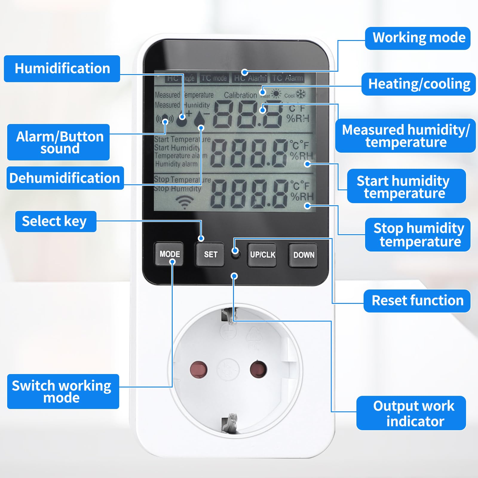 Igrostato KETOTEK KT3300 Con Sonda - 220V, Controllo Umidità Digitale Per Grow Box E Serre - Foto 3