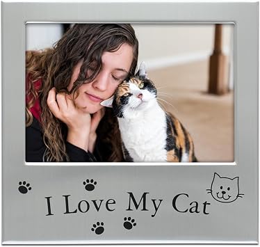 5x3 I Love My Cat Silver-Tone Metal Pet Picture Frame