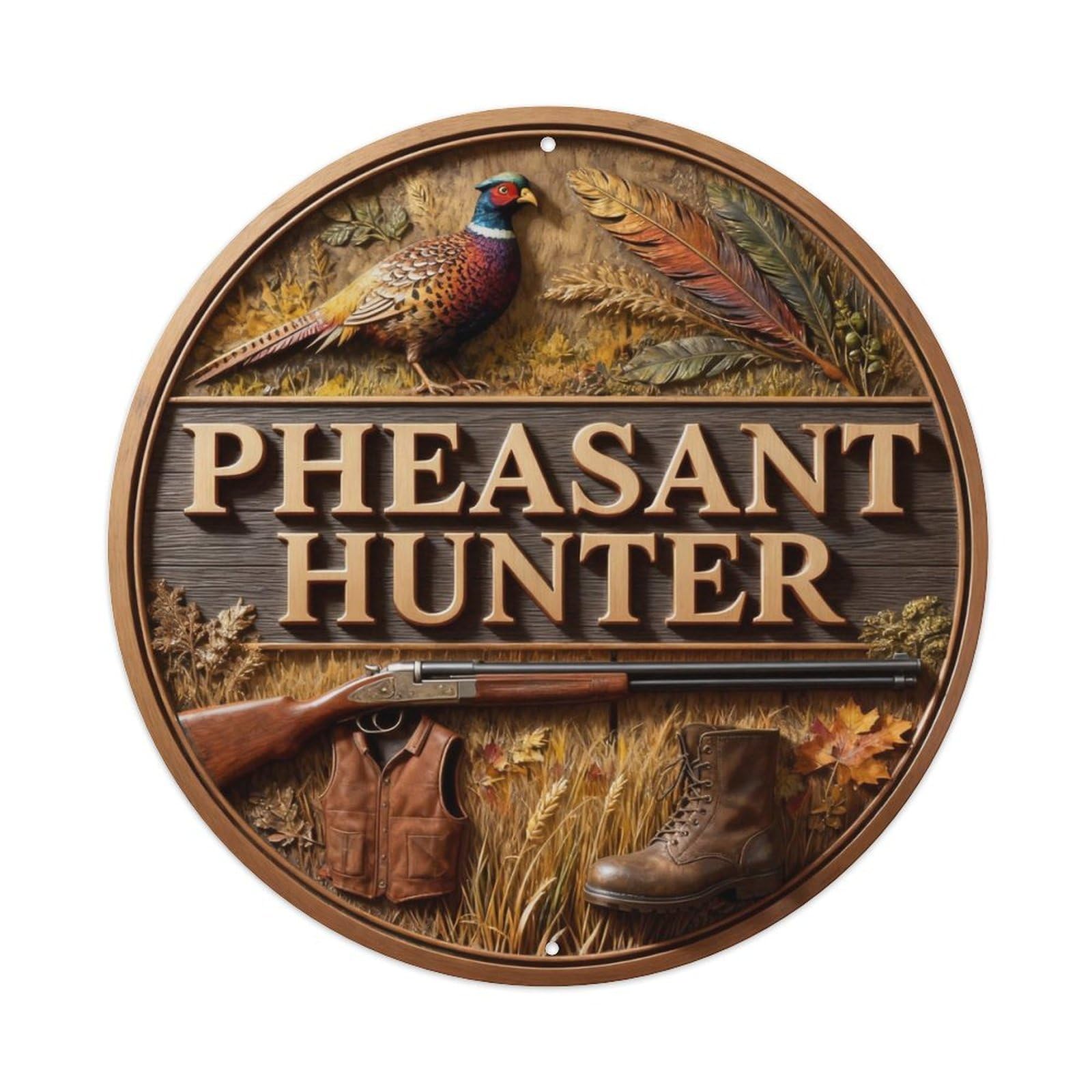 Pheasant Hunter Metal Tin Sign Plaque
