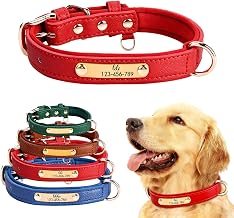 Personalized Leather Dog Collar with Engraved Nameplate, Adjustable Personalized Dog Collar Perfect for Small Medium Large XL