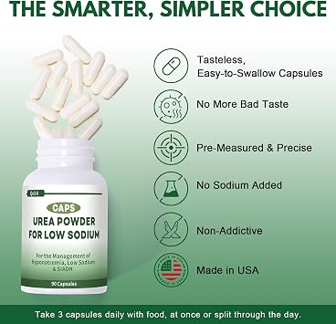 QUBIT Urea Powder for Low Sodium/Hyponatremia/SIADH/SIAD, USP-Grade High-Purity Urea Powder Supports Healthy Sodium Levels | Tasteless & Medical Food, 90 Tablets