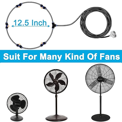 Miniatura 5 de Kit de nebulización de ventilador rociadores de ventilador ajustables de 26 pies para refrigeración al aire libre con 5 boquillas de niebla,