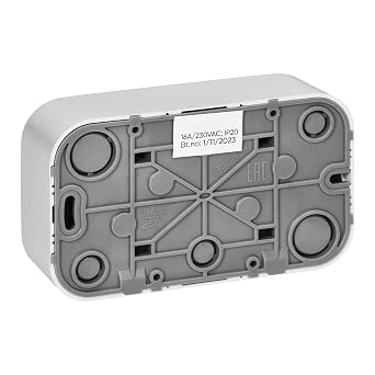 Schuko Wall Socket Wall Outlet IP20 White Surface Plug 16A/230VAC Durable and Safe for Home and Commercial Use