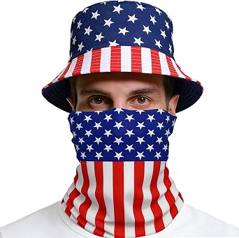 World Cup American Flag Bucket Hat 4th of July Bucket Hat with American Face Mask Gifts Men Women World Cup Merchandise