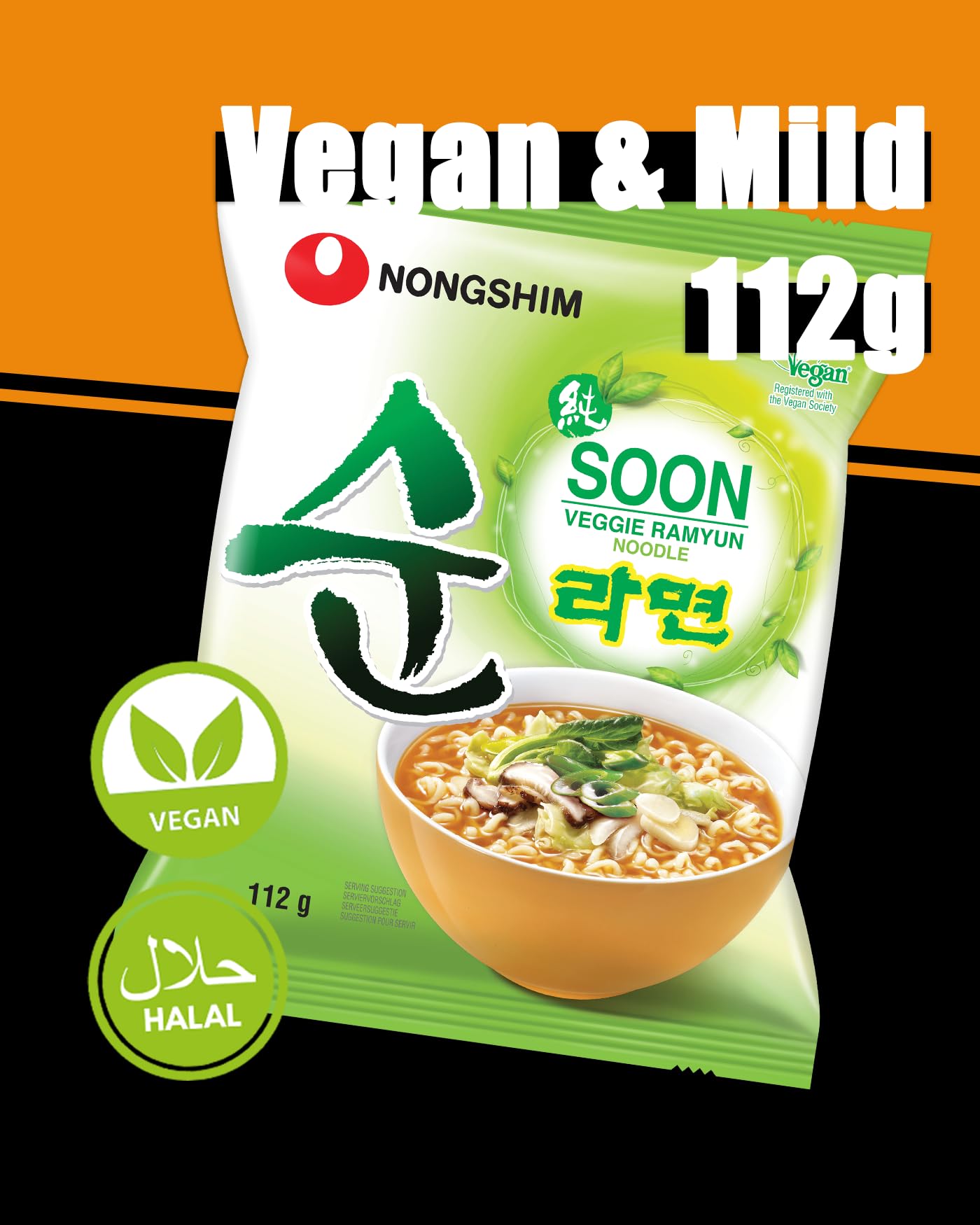 Nong Shim Instantnudeln Soon Veggie Ramyun – Koreanische Gemüse Ramen Suppe mild - schnelle Zubereitung – 20er Vorteilspack à 112g | Multipack
