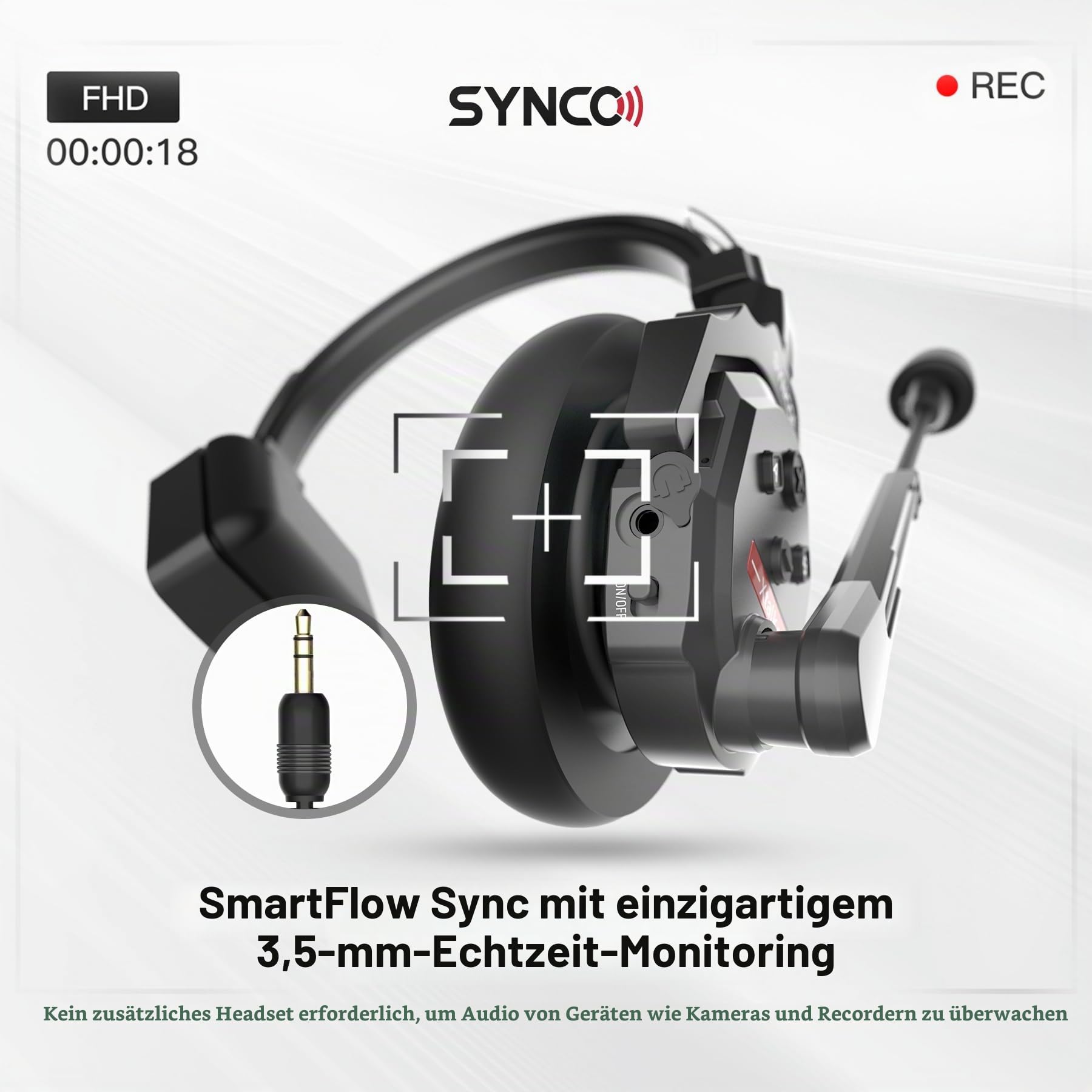 SYNCO XTalk X2 kabelloses Headset Intercom System,2.4 GHz Vollduplex 350 M/1148 FT Echtzeit-Monitoring,20 Stunden Akkulaufzeit,Telefon-Headsets für die Teamkommunikation zwischen 2 Personen