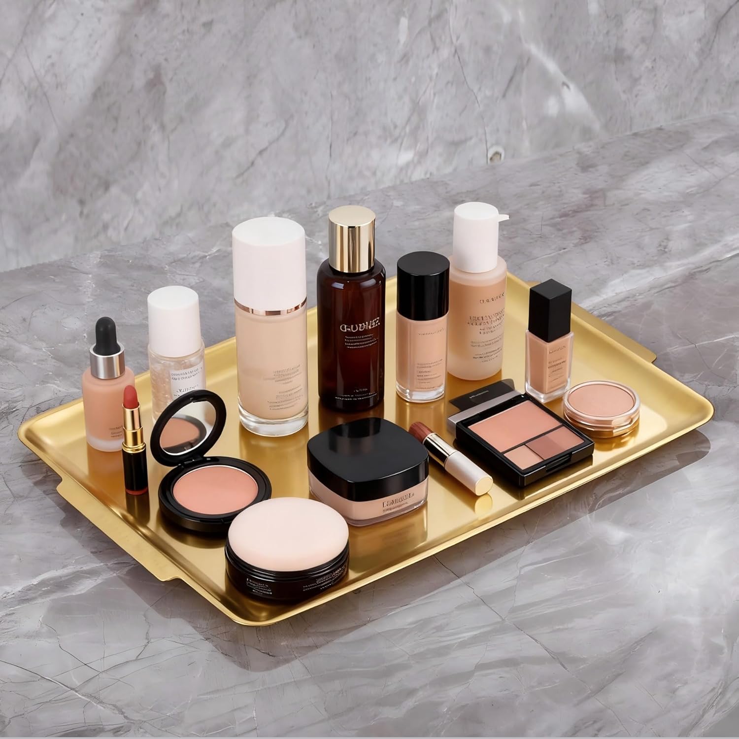 16.3" x 11" Large Serving Platters Set of 2, Stainless Steel Heavy-Duty Large Serving Trays, Gold Rectangular Plates for Food, Fruit, Party, Wedding, Christmas, Chip and Scratch Resistant