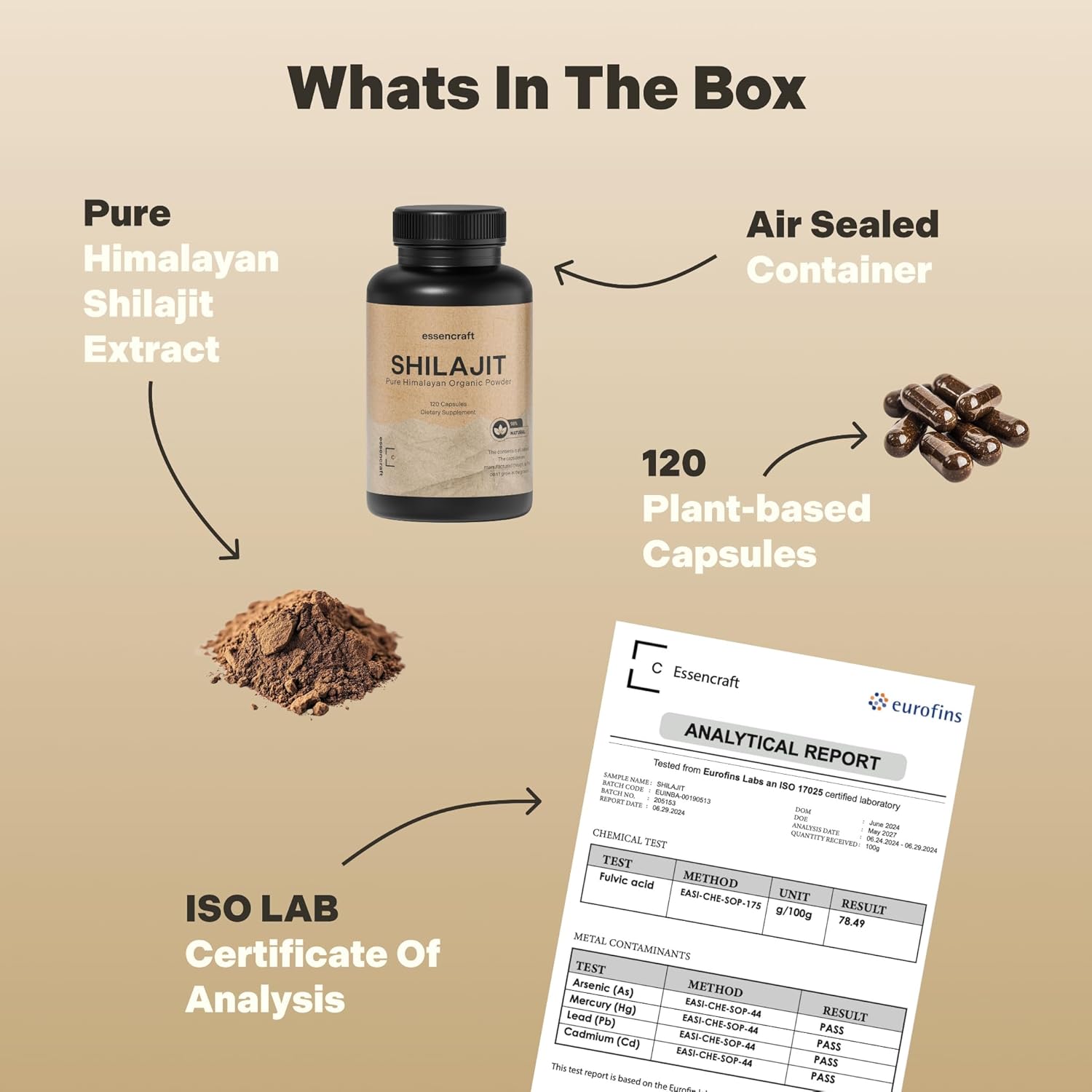 Organic Himalayan Shilajit Resin Extract - 1000mg Max Potency, Lab Tested Pure Shilajit for Men & Women, 85+ Trace Minerals Fulvic Acid, Immune Support, Energy, Cognition, 2 Month Supply, 120 Capsules - Image 5