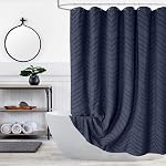 Rideau de douche en tissu Boho blanc 72 x 72 Inches, Shabby moderne Chic Texturé Tufted Chevron rayé minimaliste vêtement salle de bain Rideau de douche