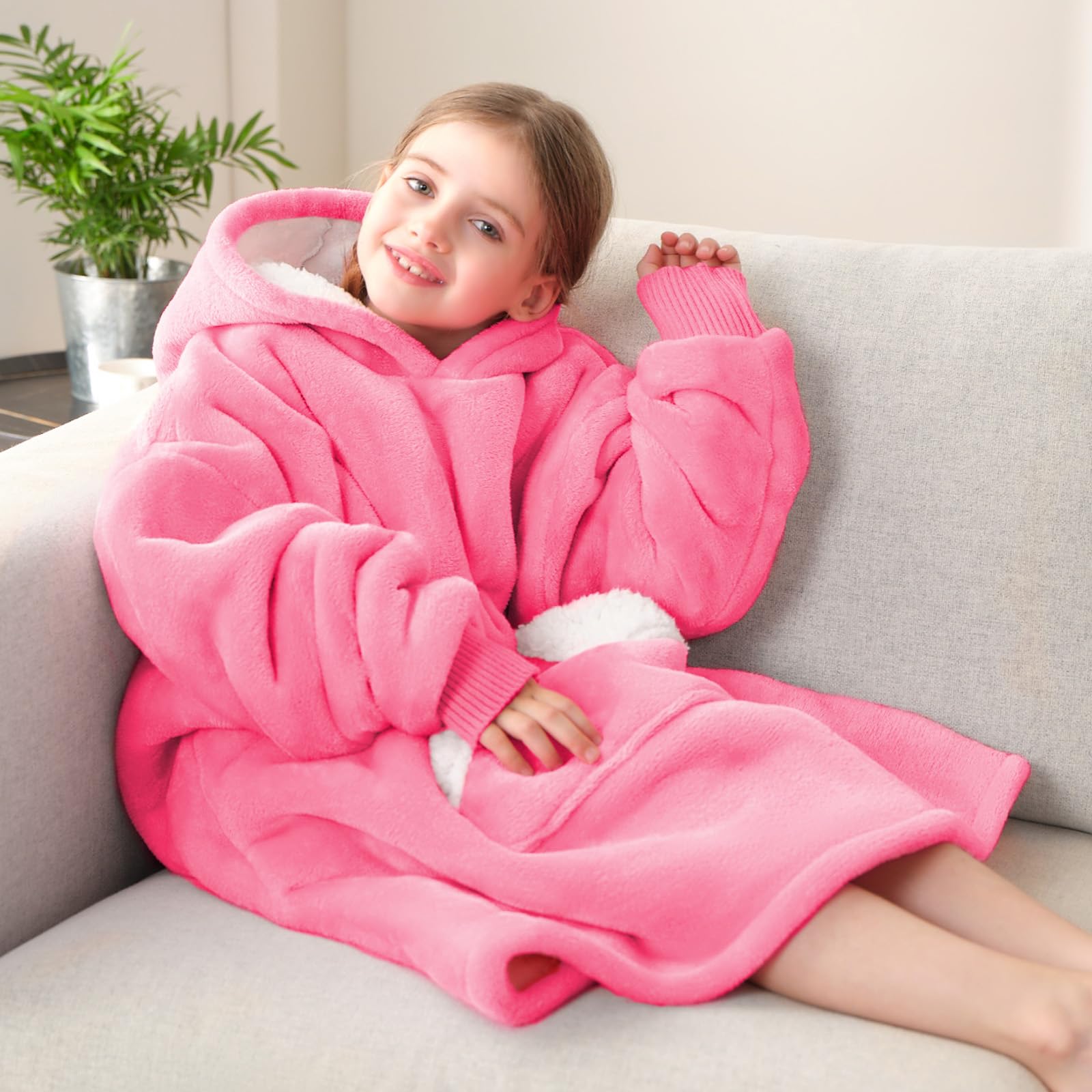Touchat - Sudadera con capucha para niños, talla única para todos (rosa)