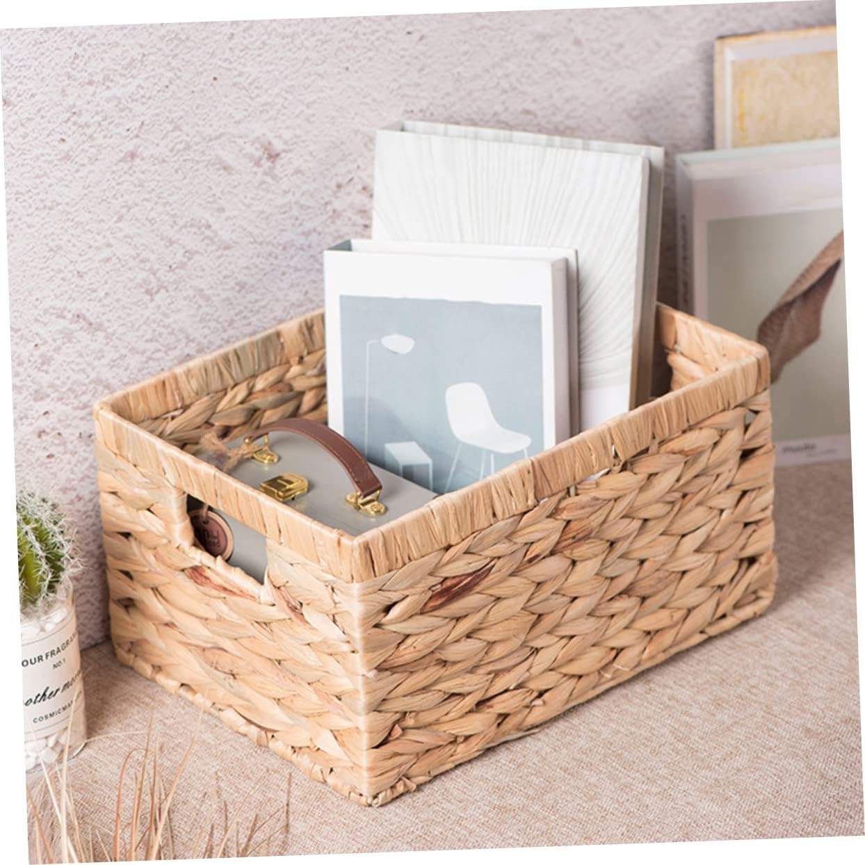 KICHOUSE Multi-functional Storage Basket for Closet Natural Style Woven Basket Office Organizer