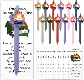 Dumpster Fire Ballpoint Pen Employee Appreciation Gifts Fire Response Team Funny Ballpoint Pens Bulk Emotional Support Cards for Coworker, Nurse, Teacher, Volunteer, Team