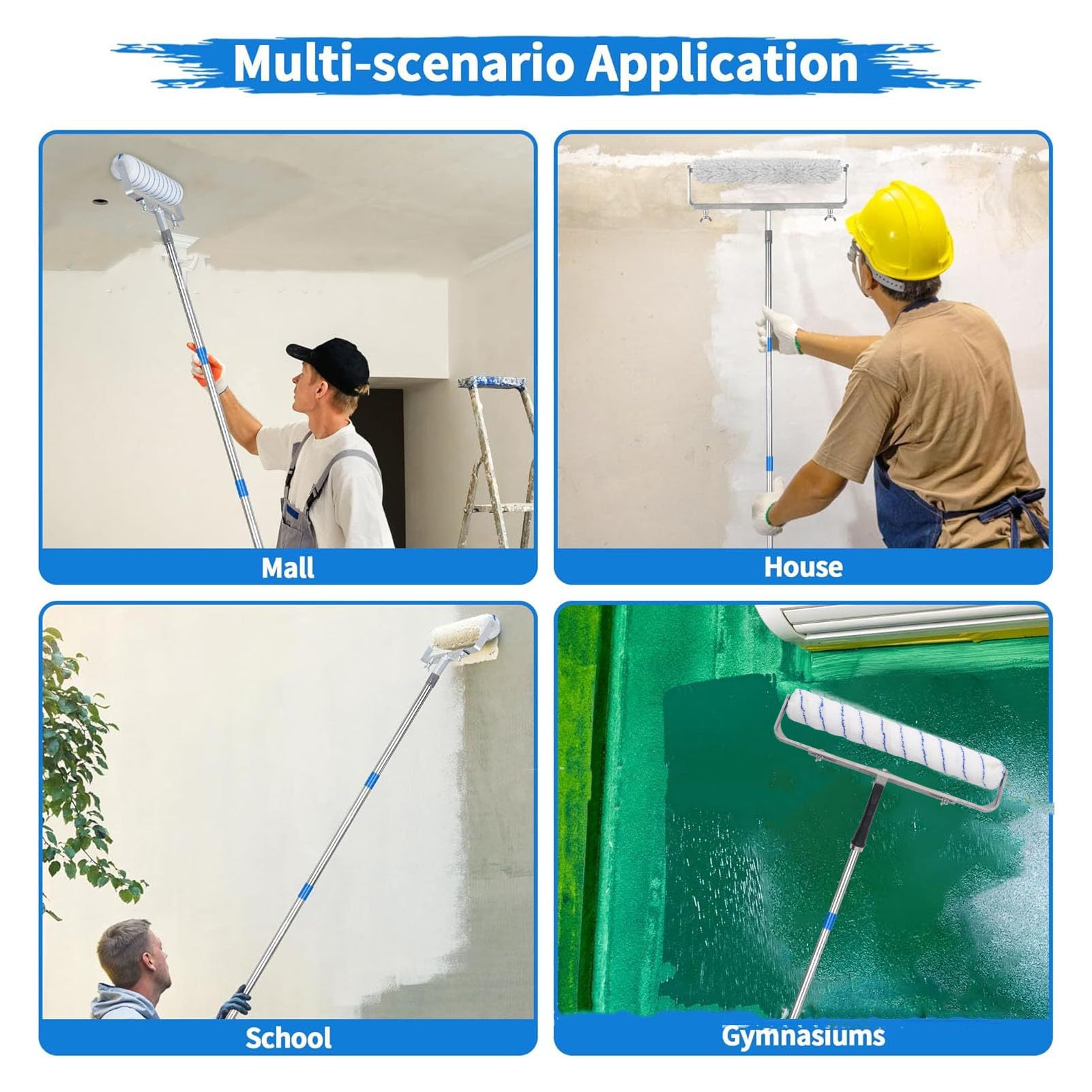 SIXRUN Rullo di Vernice da 18 Pollici, Cornice in Alluminio, Copertura Rapida, Compatibile con Tutte le Vernici, Maniglia Ergonomica, Rullo di Vernice con Cover a Rulli per la Pittura