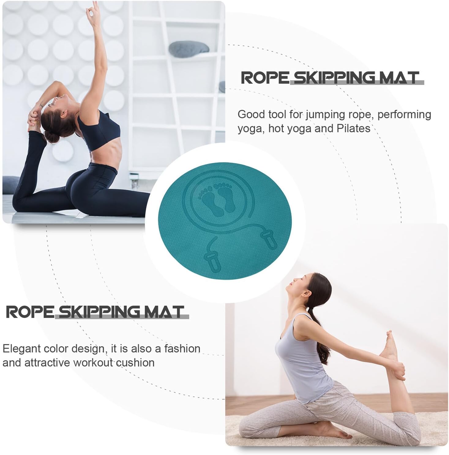 Tpe Shock-absorbing Jump Rope Mat Thick Non-slip Indoor Exercise Cushion Soundproof Fitness Pad for Home Workout Yoga and Jumping