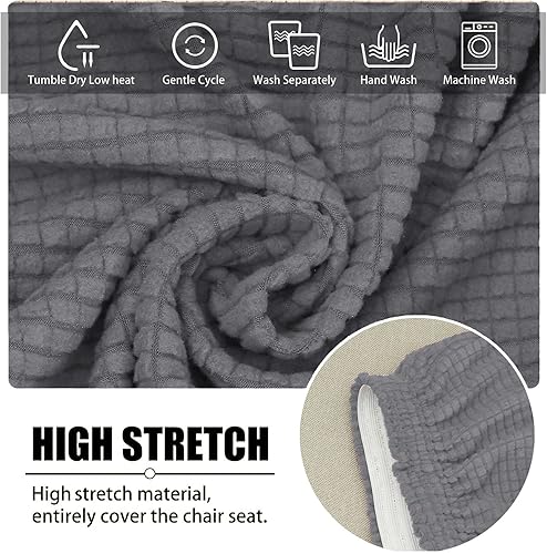 Miniatura 3 de XMNTG Juego de 4 fundas elásticas de jacquard gris para silla de comedor, con respaldo curvado, fundas para silla de acento modernas de mediados de