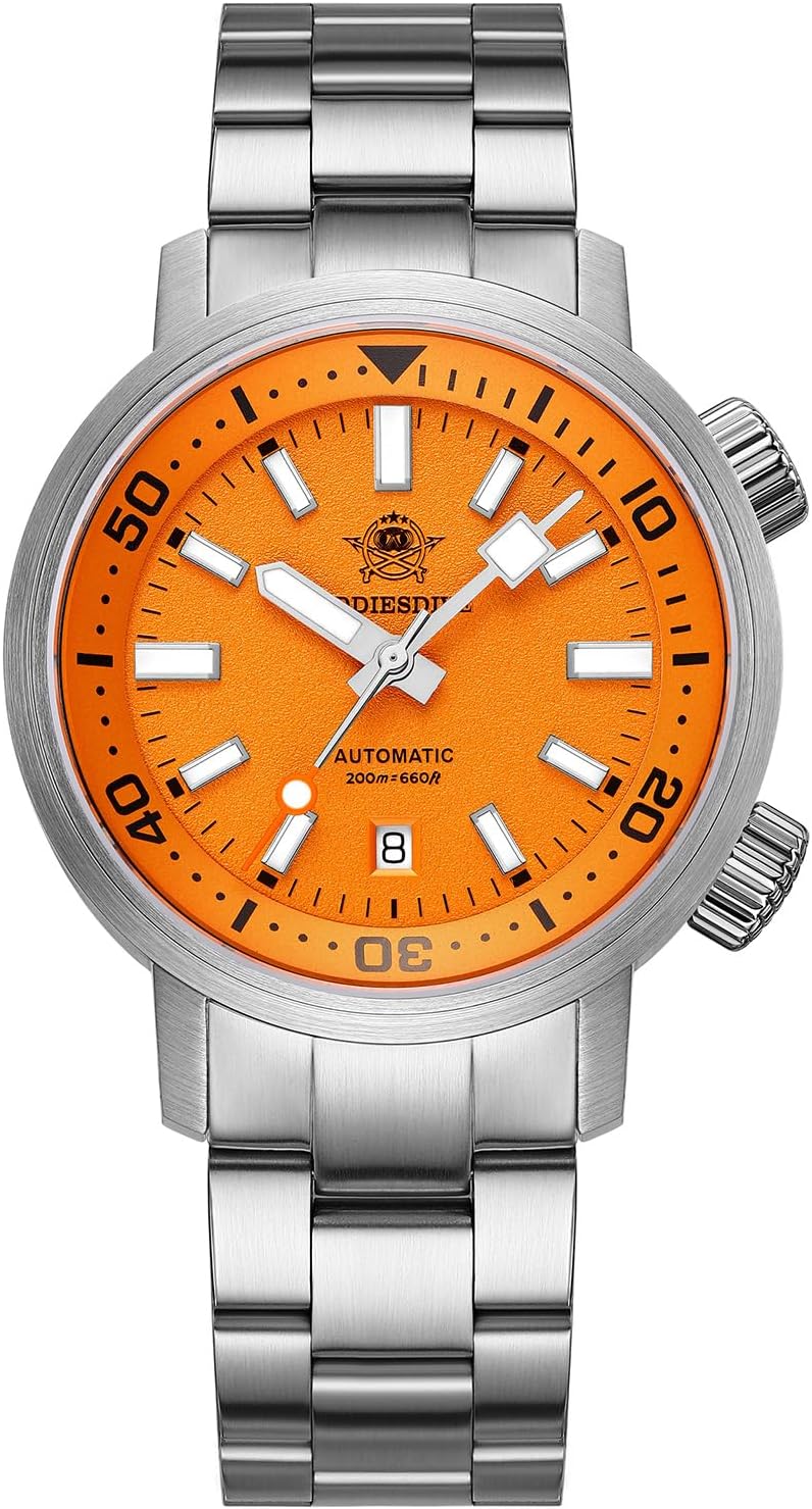 Automatic Dive Watches for Men Internal Bezel 200 M Waterproof 8215 Mechanical Movement Super Lume Display Caseback Sandblasted Dial 42 MM Mens Analog Watch