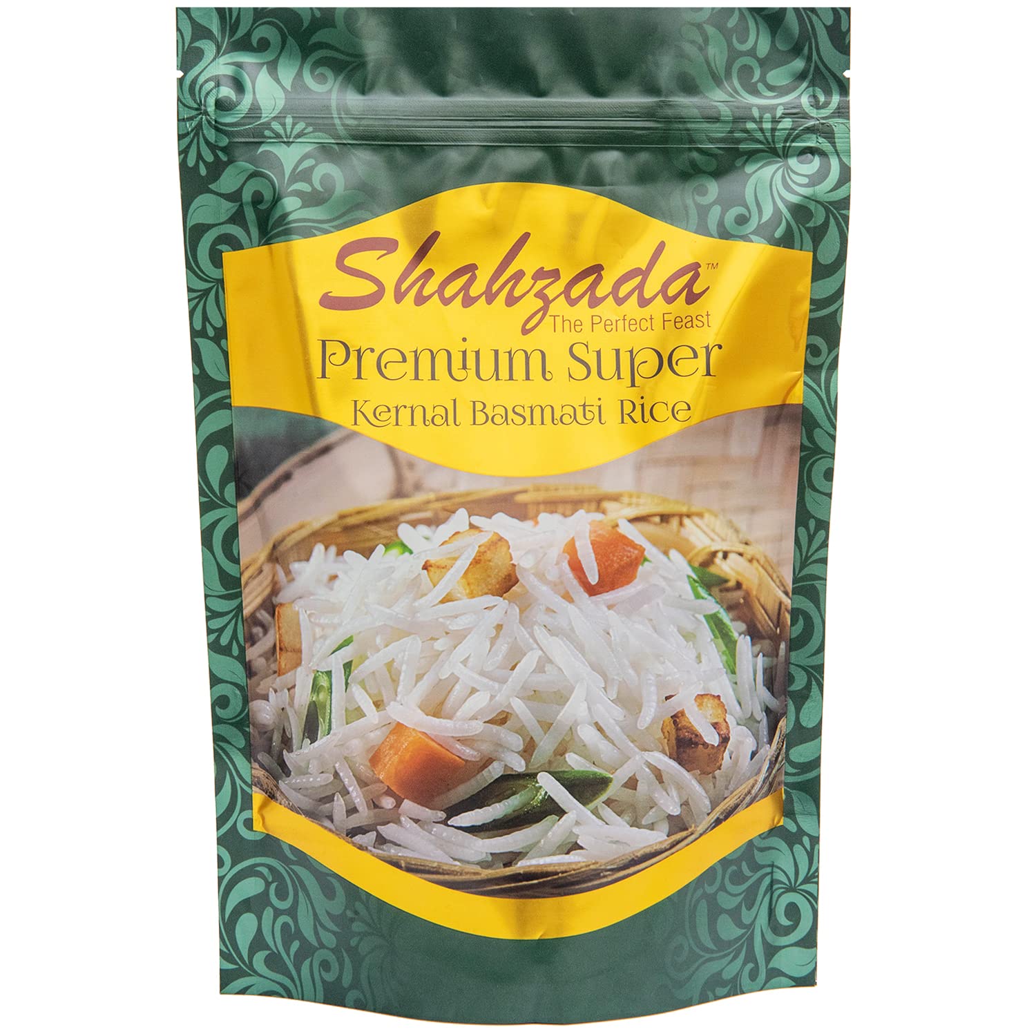ShahzadaPremium Super Kernal Basmati Rice (02 Lbs.) Aromatic Basmati, AGED, Flavorful, Slender |Non-Sticky Grain for Delicious Dining Experience, Non-GMO, Vegan, Gluten Free, Soy Free, No Cholesterol, Resealable Zip-Lock Bag | 02 Pound Packing