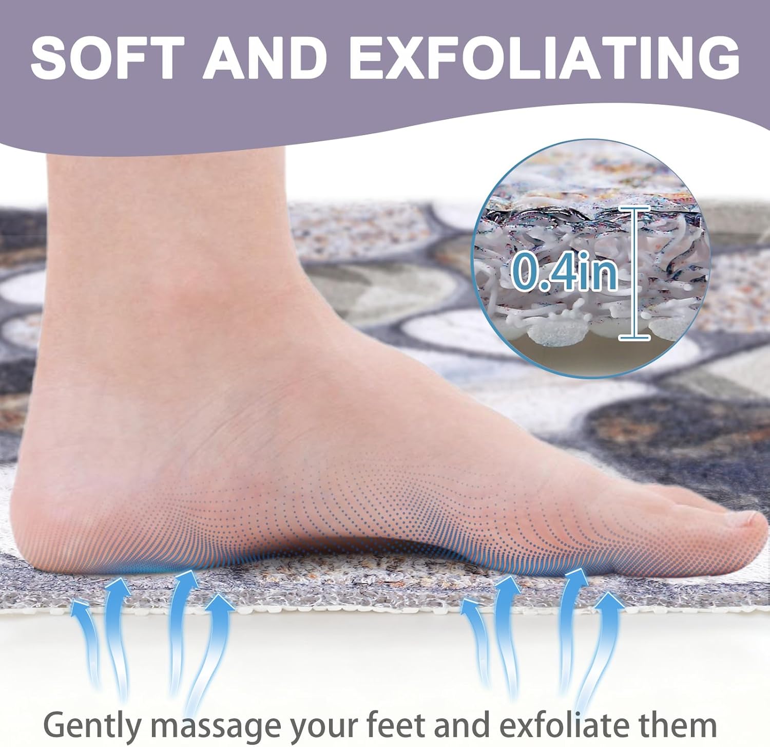 Square Shower Mat Non Slip: 32x32 Inch Extra Large Shower Mats with Drain Hole in Middle -Anti Slip Shower Mats for Inside Shower -Loofah Shower Floor Mat Bath Mat for Shower Stall Bathtub Elderly - Image 4