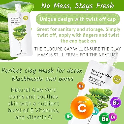 Miniatura 3 de Mascarillas faciales para el cuidado de la piel (paquete de 6, juego combinado de máscaras de barro)  Mascarillas de arcilla para el cuidado de la