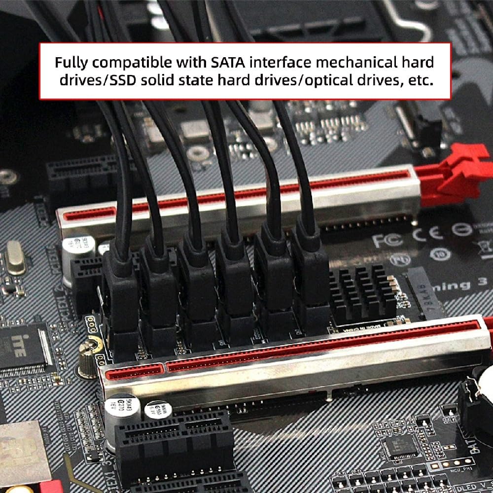 cablecc PCI Express NGFF NVME M-Key to 6 Ports Sata 6Gbps Adapter Converter Hard Drive Extension Card 2280