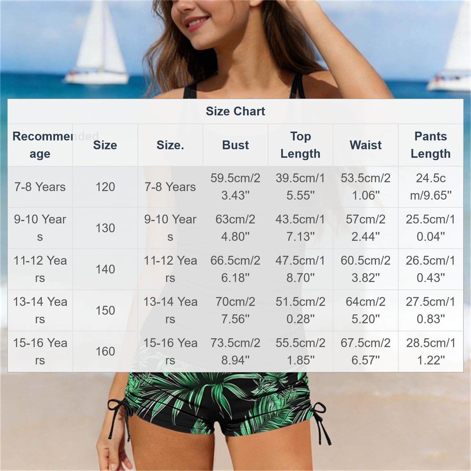 Vest-Style Swimsuit Set for Girls 7-16 Years | Sleeveless Round Neck Two-Piece Tankini | Simple Swimwear for Children - 5
