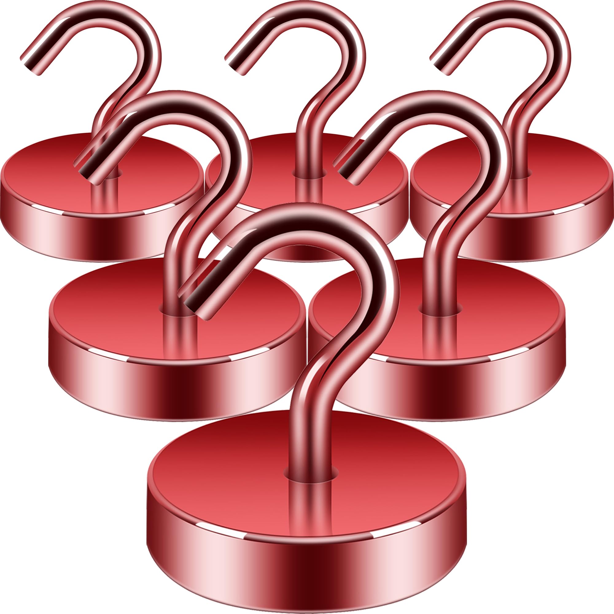 Neosmuk Magnetic Hook, 30 kg Magnetic Hook, Extra Strong for Locker Organiser, Neodymium Magnets, Hook Magnetic Very Strong for Workshop Furnishings, Rear Tent, Barbecue, Clothes Hooks, Red
