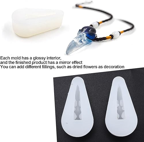 Miniatura 3 de Fdit Colgante de cuervo de silicona con forma de calavera, 2 piezas de cuervo de Halloween, moldes de calavera brillante para proyectos de resina
