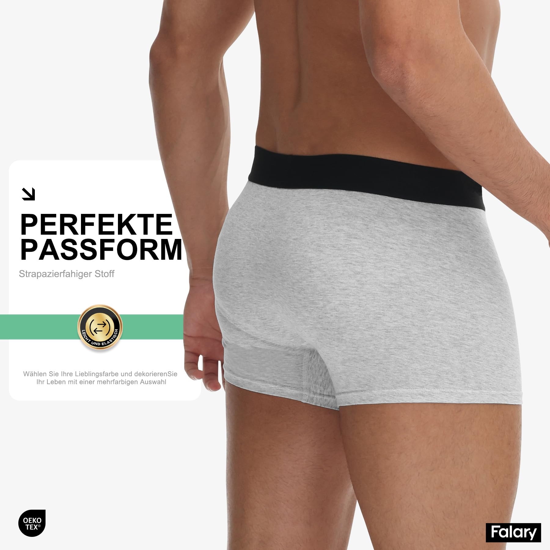 FALARY Boxershorts Herren 12er/6er Pack – Bequeme Unterhosen Männer aus Bio-Baumwolle, Atmungsaktiv & Ohne Etikett (Größe S-3XL)