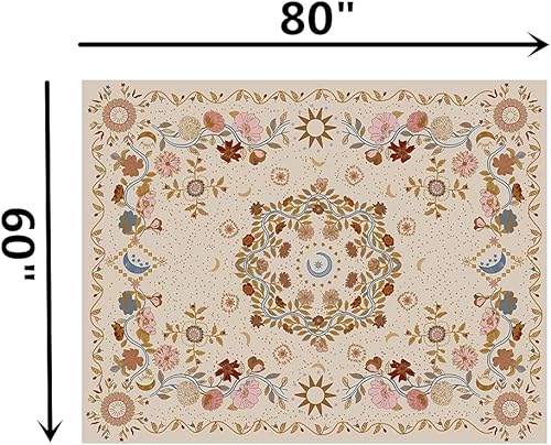 Miniatura 15 de TTYQXZ Tapiz de pared bohemio – Tapiz floral para colgar en la pared, luna celestial, luna y estrella, hippie para decoración del hogar, decoración