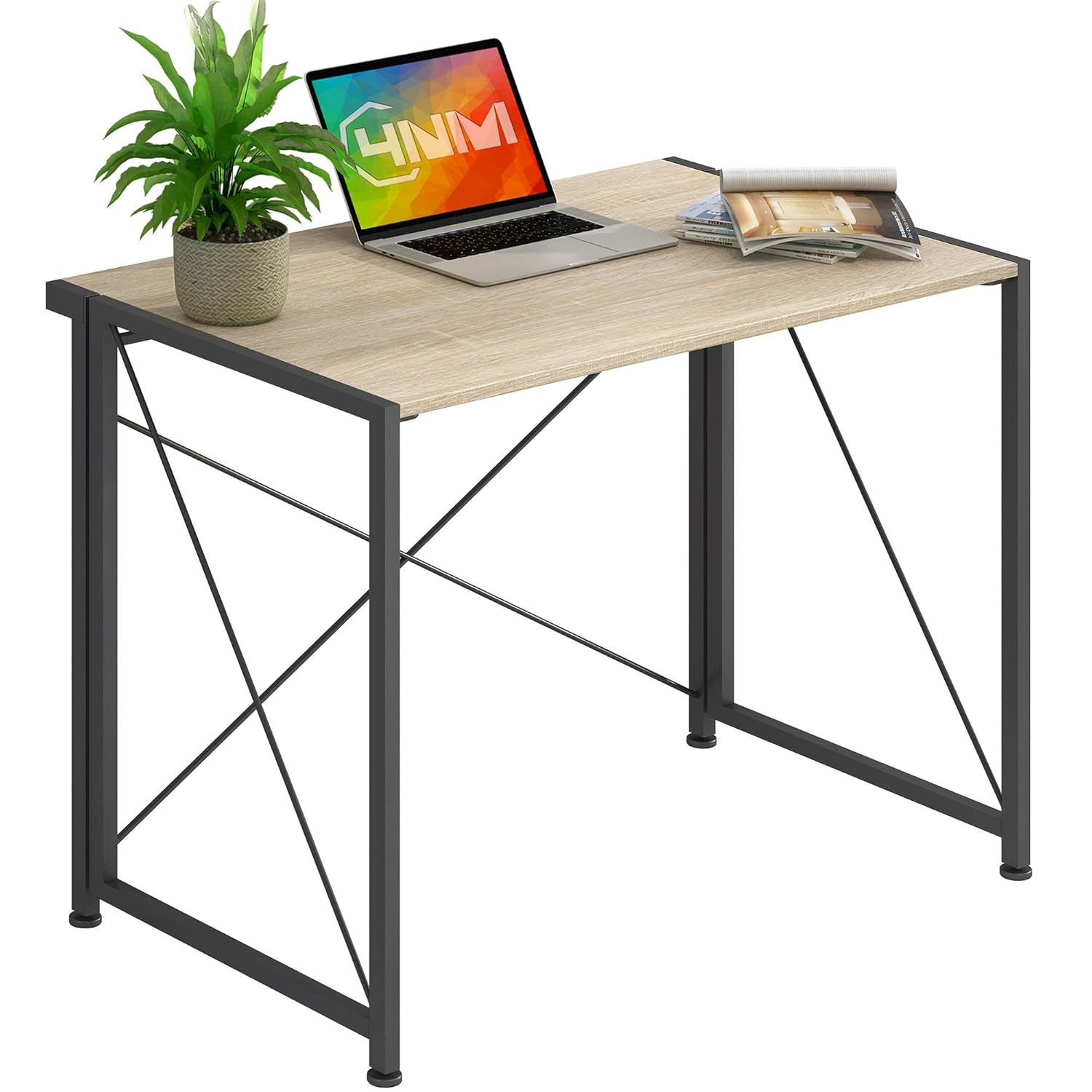 4NM 35.4" Small Desk NoAssembly Folding Computer PC Desk Home Office Desk Laptop Study Writing