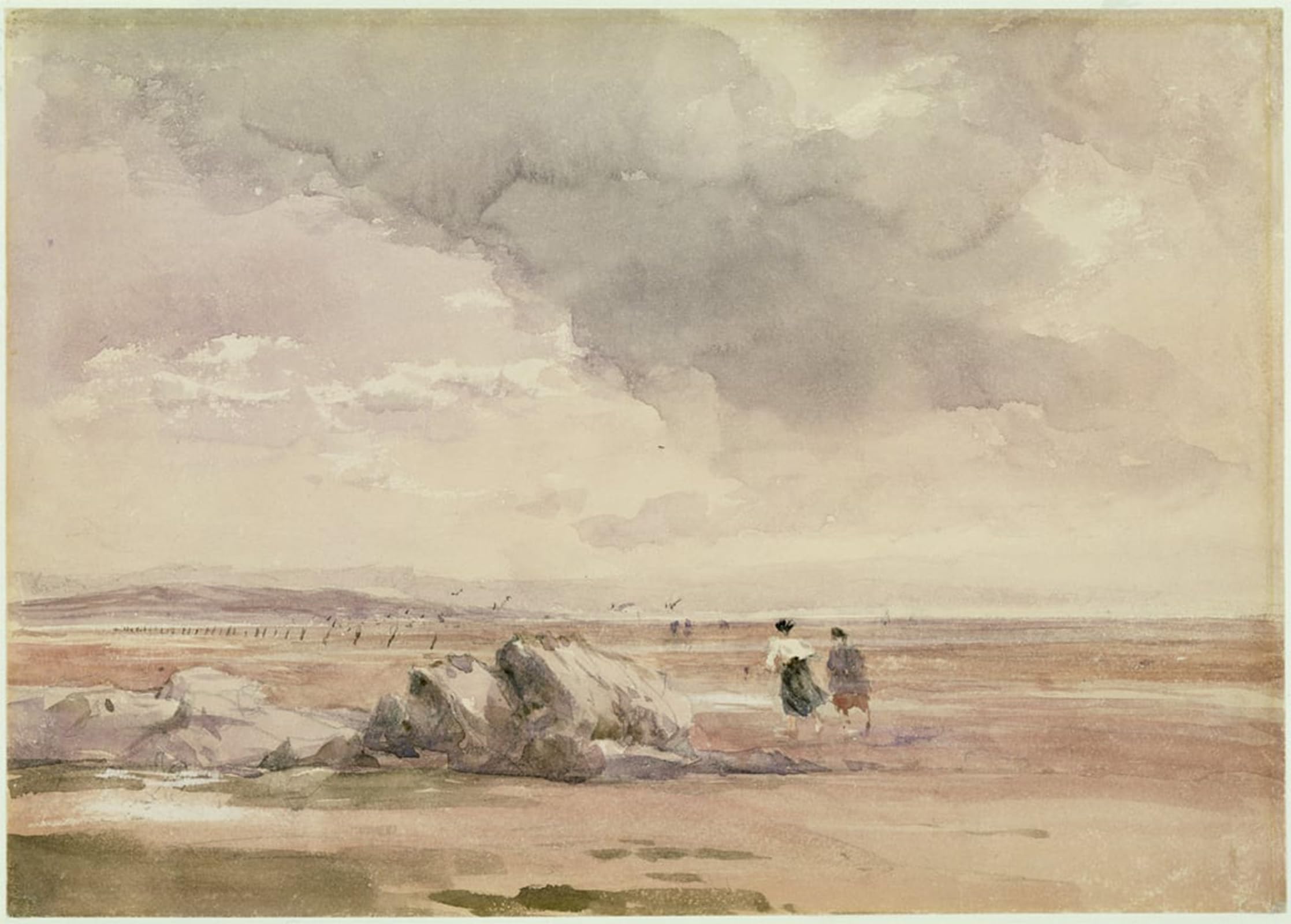 HRJUBWREE Oil Painting Prints on Canvas Painting Picture on Lancaster Sands by David Cox Artwork Canvas Prints for Office Decor 60x90cm