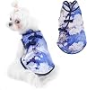 Pet Chinese Style Peony Dress, Dog Elegant Cheongsam Skirt, Retro Floral Print Pet Clothing, Soft Cotton Dog Costume with Delicate Buttons, Comfortable Outfit for Small Medi (L)