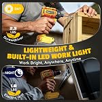 DIYtoolifz Ensemble de pilotes sans fil et sans impact compatible avec DeWalt 20V Batterie (outil de base), Kit de combo d'outil sans brosse avec Bits, Compact & Perceuse de conducteur portable pour la maison DIY, Travail du bois