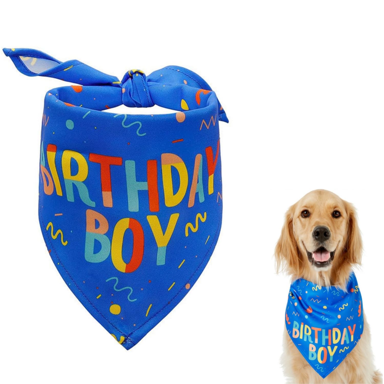 YSTrillion Dog Birthday Bandana,Bithday Pet Bandana Decorations Boy Cute Dog Birthday Scarf Triangle Bib for Small Medium Dogs Pets Birthday Party Supplies (Blue)