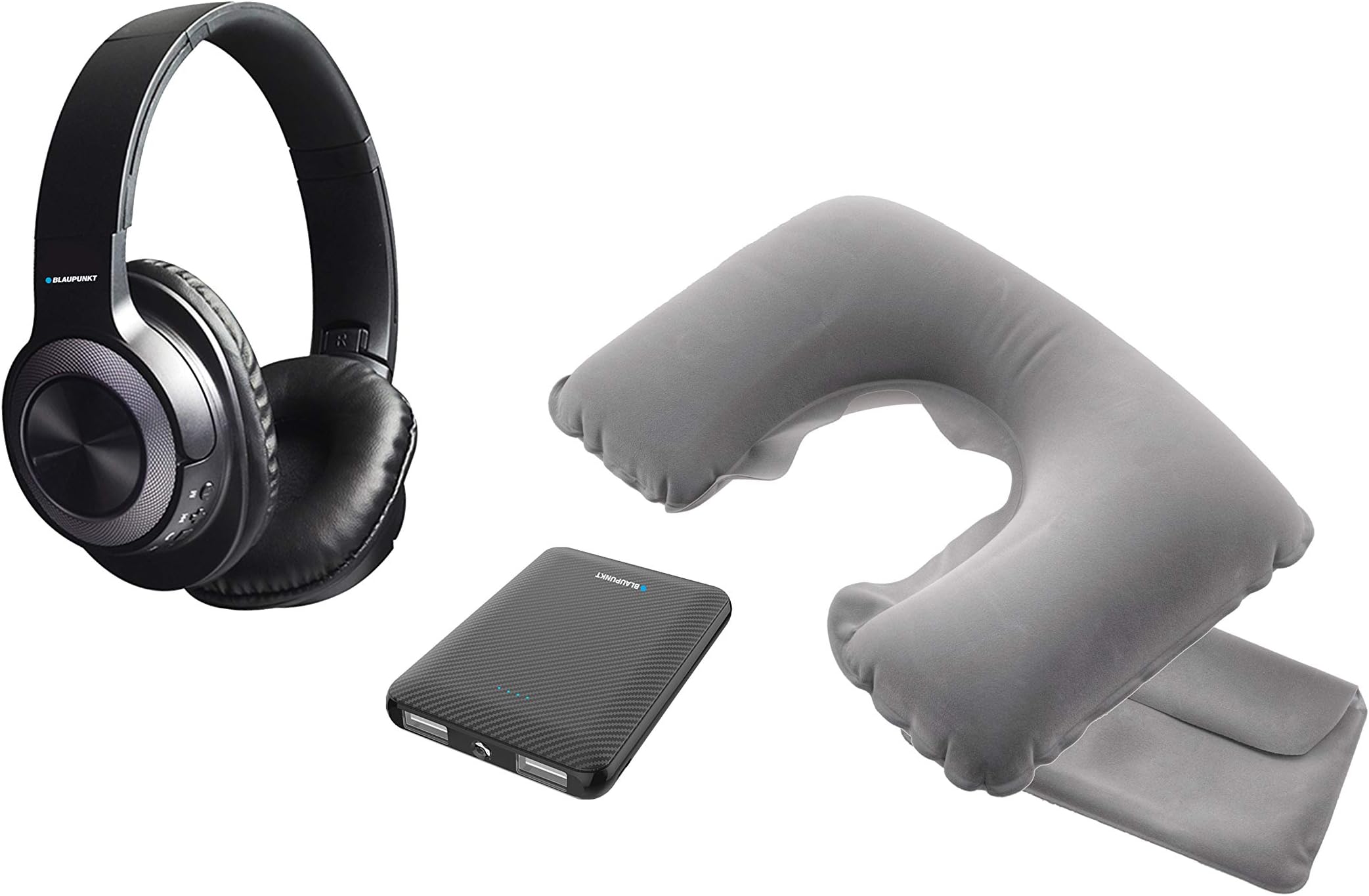 BLAUPUNKT BLP1730 Travel Pack with Pillow Power Bank and BLuetood Helmets, 5000 mAh, Hands