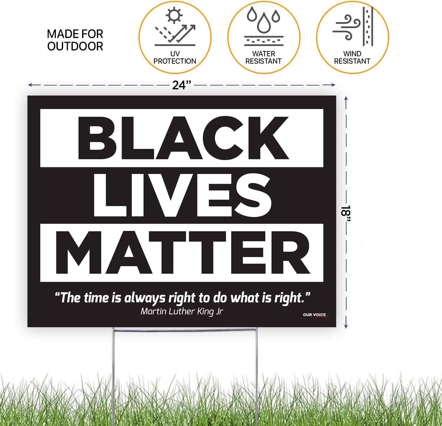 Yard Sign Black Lives Matter with Stakes, Weatherproof Plastic Protest Signs for Home Décor with Big and Bold Letters, 18 x 24 inches (#5)