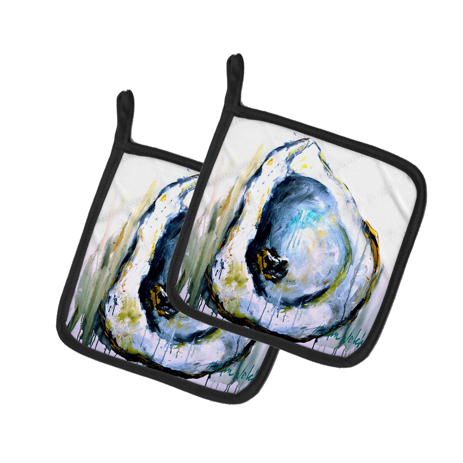 Carolines Treasures MW1300PTHD Aqua Sand Oyster Paar Topflappen, Mehrfarbig