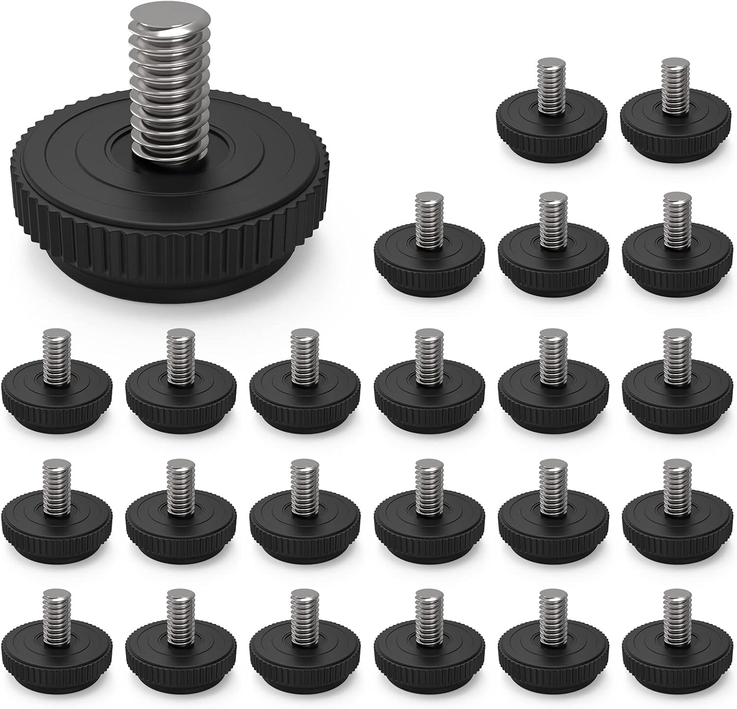 ONEHOME 24 Pack 5/16-18 Stainless Steel Adjustable Threaded Furniture Leg Leveling Feet Screw-in Glide Levelers,Stainless Screw Foot Levelers On for Table,Chair,Furniture, (M63)