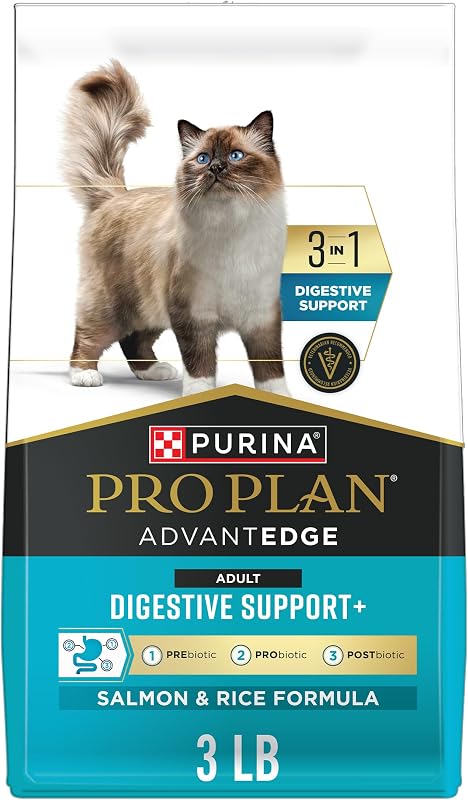 Ração seca para gatos adultos Purina Pro Plan AdvantEDGE Digestive Support Plus, salmão e arroz, 1,36 kg