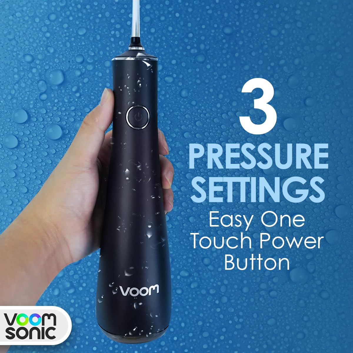Hydropulseur sans fil (noir) | Irrigateur buccal portable, cueillette d'eau facile à transporter avec 4 embouts, hydropulseur dentaire rechargeable à 3 vitesses pour le nettoyage des dents, appareils