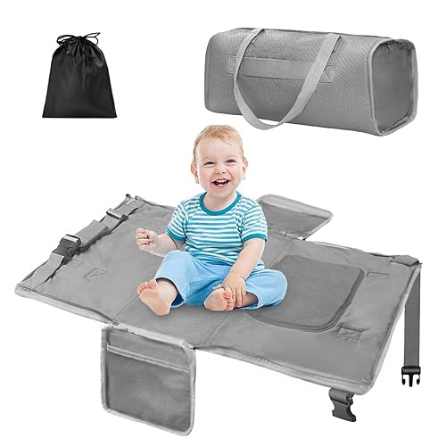 Miniatura 9 de Zyphoria Bolsa de viaje 2 en 1 para cama de avión para niños, extensor de asiento portátil para niños, reposapiés esencial para el vuelo del bebé