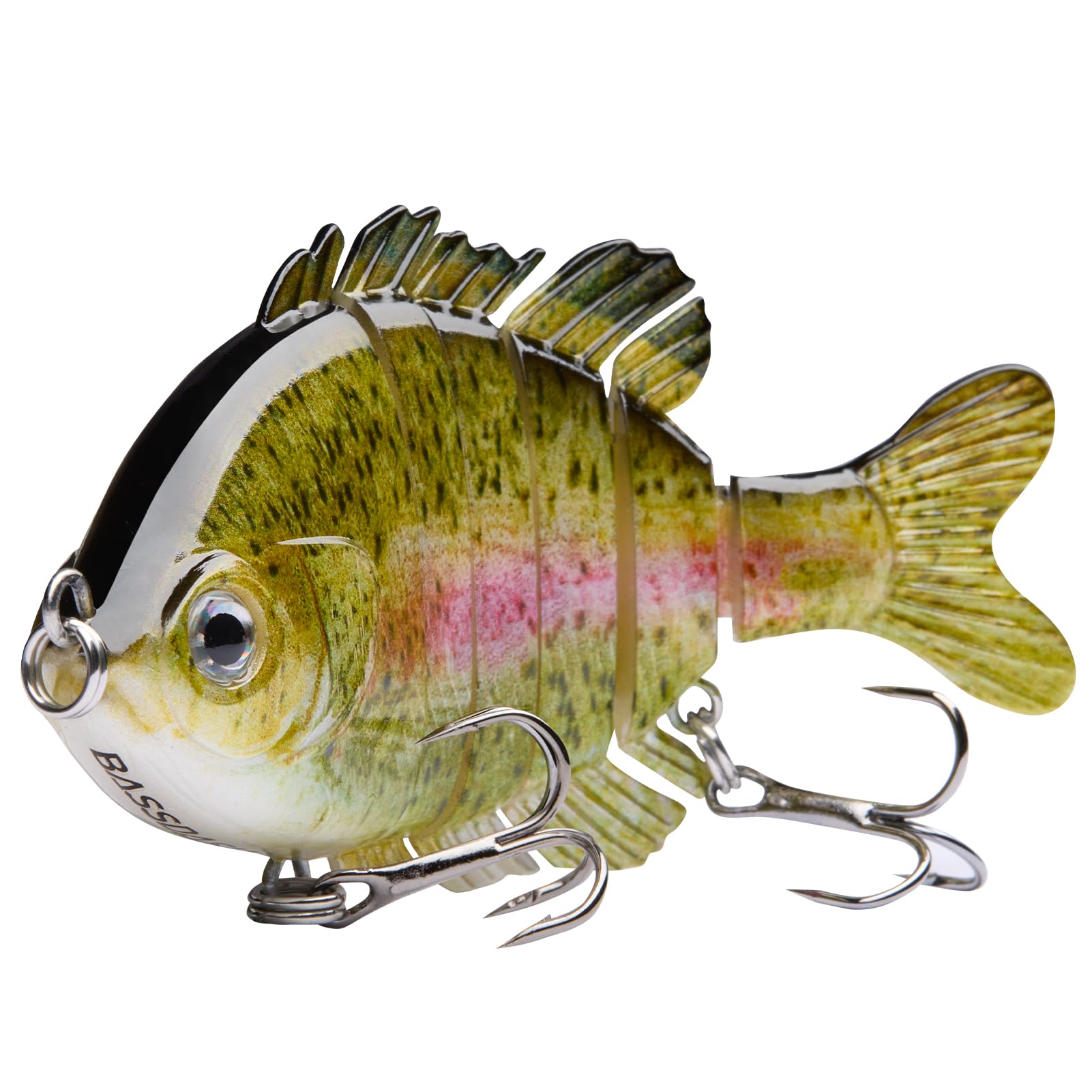 BASSDASH SwimPanfish - Esche da pesca multiarticolate per pesca al panfish Bluegill, esche rigide per spigola, in acqua salata, 8,9 cm/24,1 g, confezione da 4