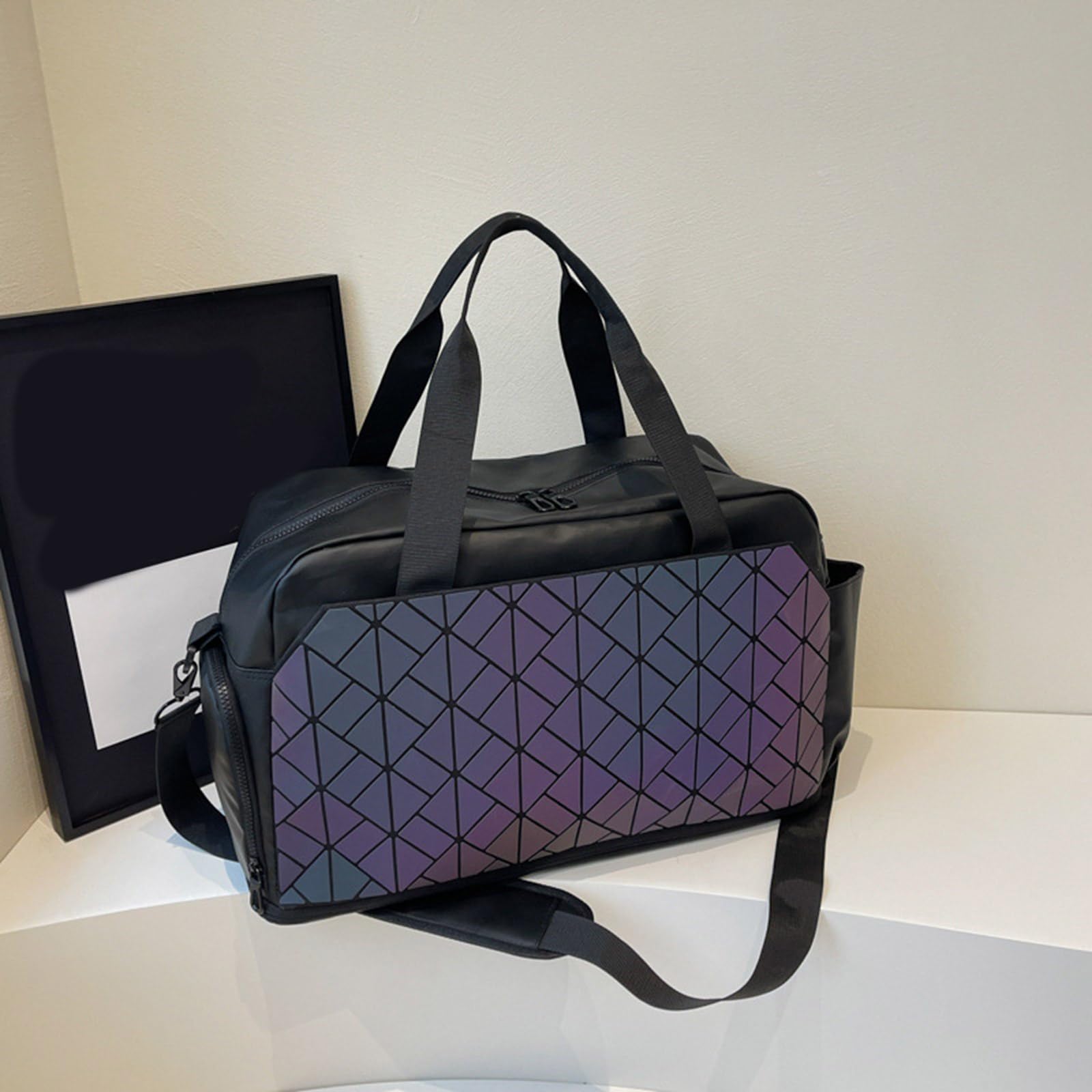 Elegante bolsa de viaje de gran capacidad con separación en seco y húmedo y compartimento para zapatos para gimnasio, deportes y, Silver