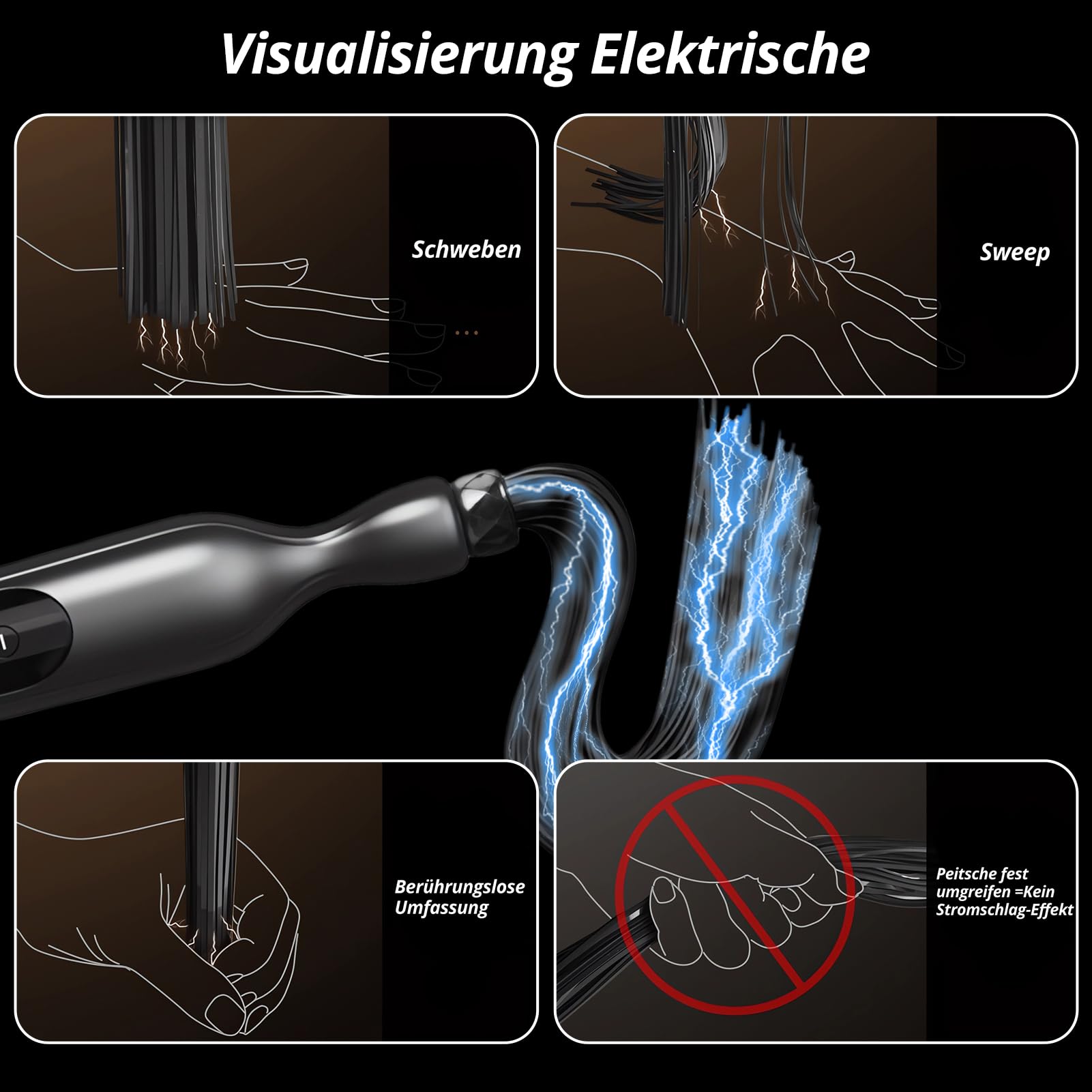 SXOVO Latigo Eléctrico Juguetes Eróticos para Pareja Sexuales - Fusta y Latigo Sexuales con 5 Niveles Intensidad Descarga, Fusta Eróticos para Esclava Azotaina, BDSM Juguetes Sexuales Mujer Hombre