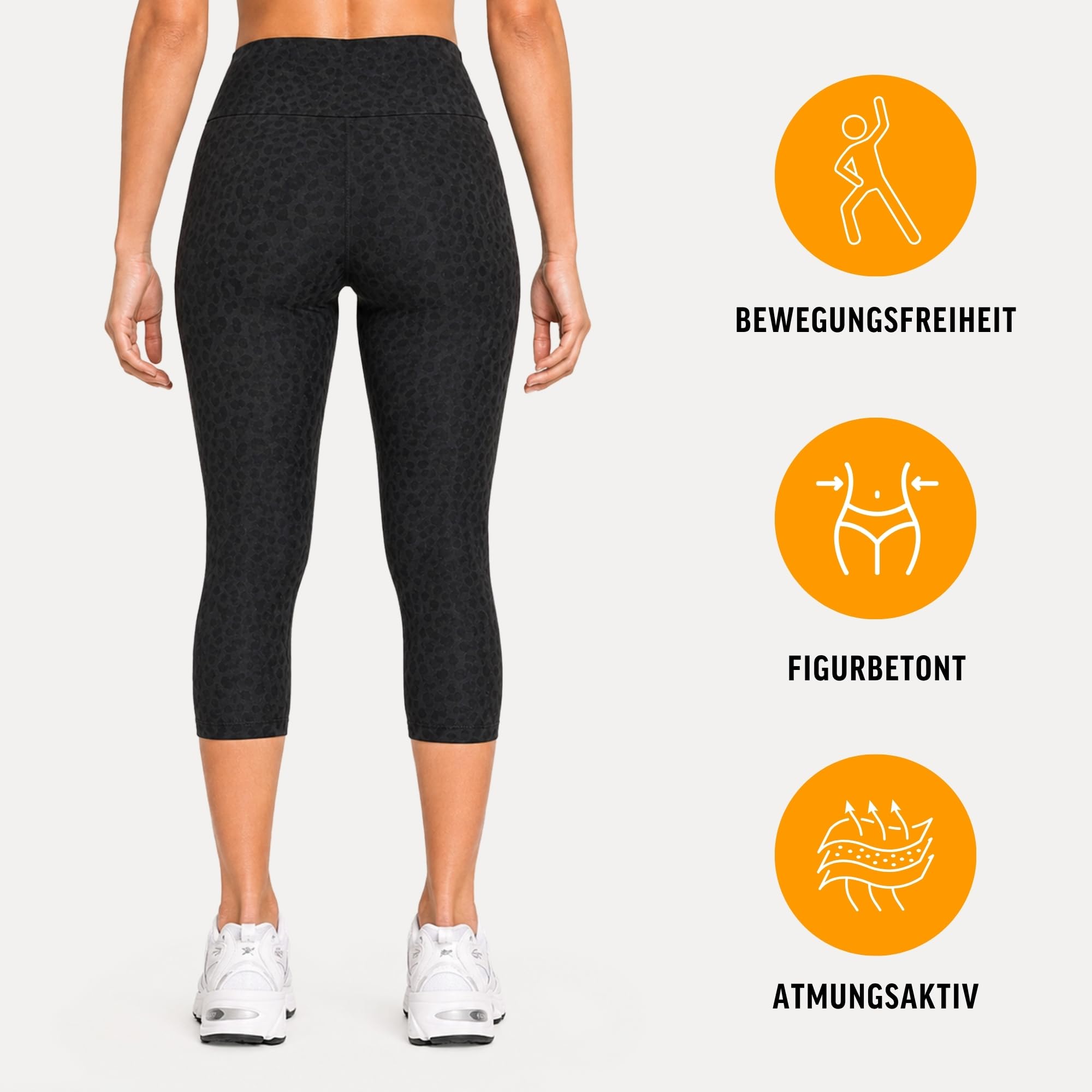 SMILODOX Capri Leggings Damen Velvara, 3/4 Sporthose im Leo Print, High Waist Fitnesshose mit 4-Wege-Stretch, blickdichte Trainingshose mit Konturnähten für Gym, Yoga, Sport und Alltag