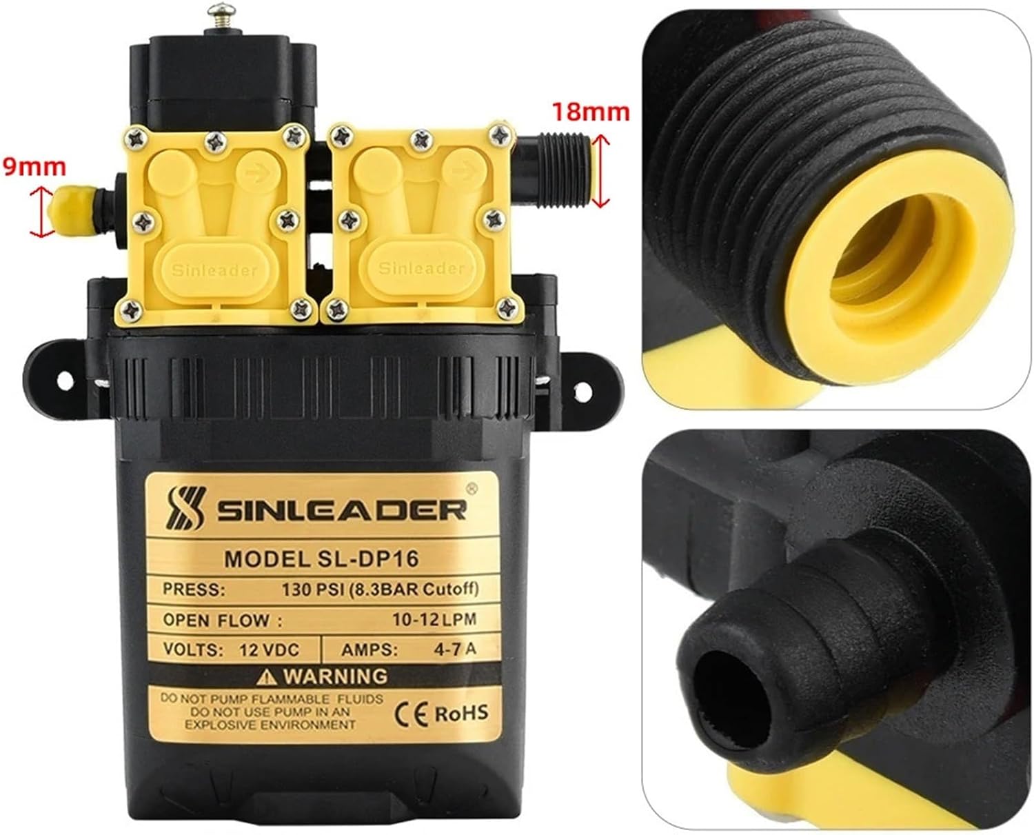 12V 7A 10L/min High Pressure Agricultural Electric Water Pump Sprayer Dual-Core Power Agricultural Electric(AUTO)